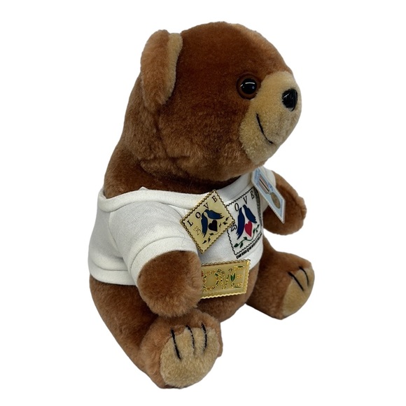 Vintage 1996 USPS Love Stamp Teddy Bear Plush w/ Attached Pins and Shirt 8" EUC - Picture 5 of 8